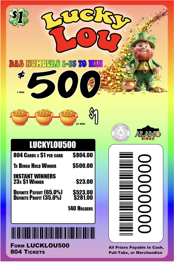ALAMO: LUCKY LOU $500 (804ct)